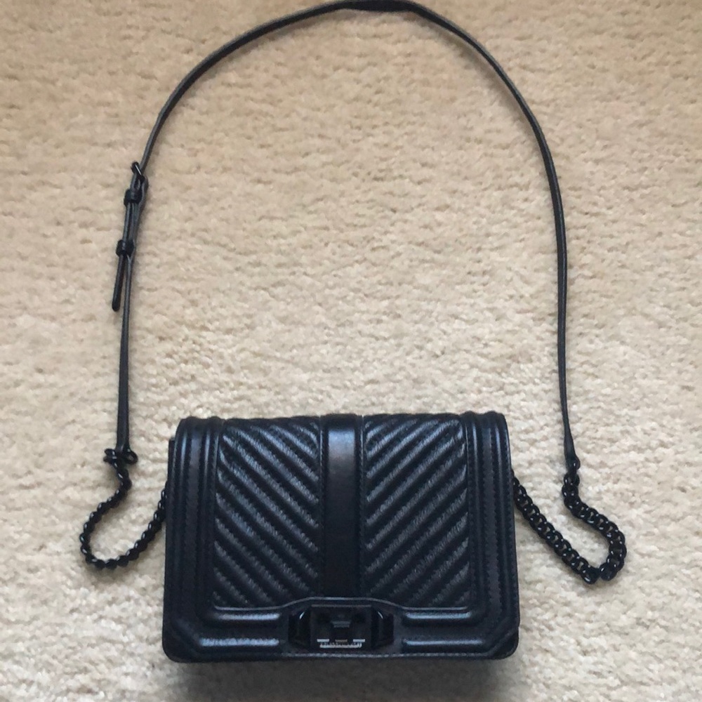 Chevron Quilted Small Love Leather Crossbody